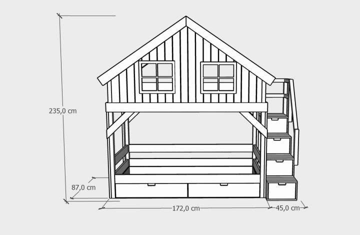 łóżko piętrowe dla dziewczynki - 80x160