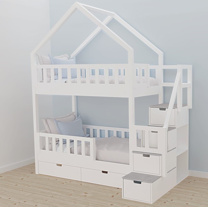 łóżko piętrowe domek
