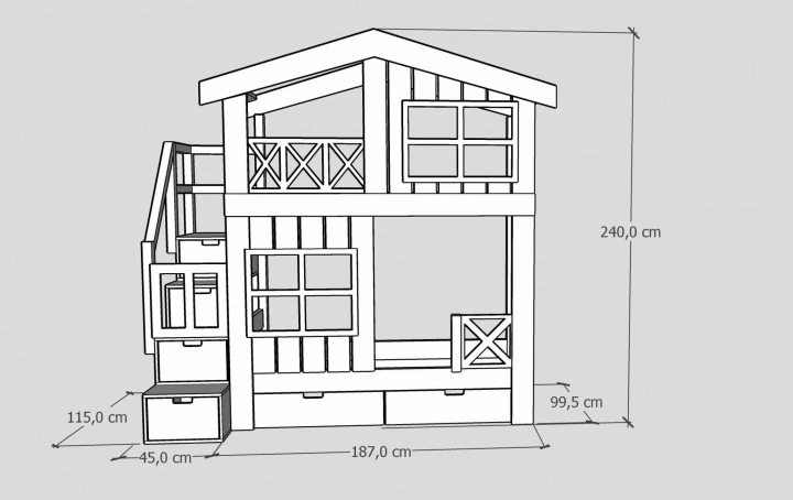 piętrowe łóżko - 90x180