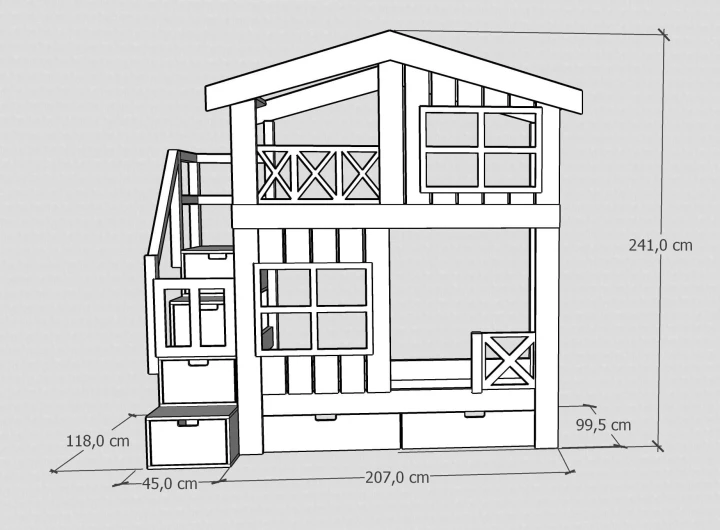 piętrowe łóżko - 90x200
