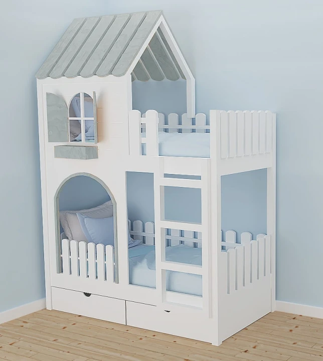 piętrowe łóżko dla dziewczynki - szary