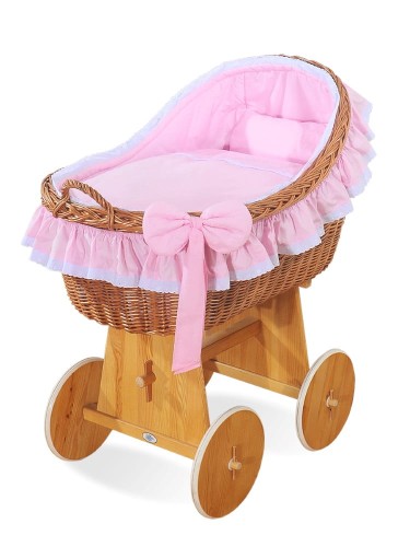 kosz mojżesza na kółkach pościel różowa