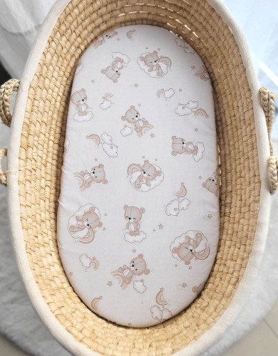 prześcieradło do kosza mojżesza beige bear