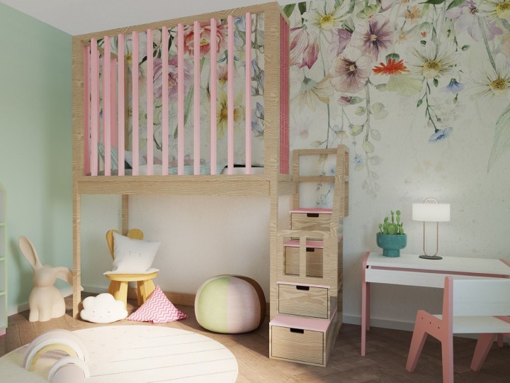 łóżko na antresoli - lamele