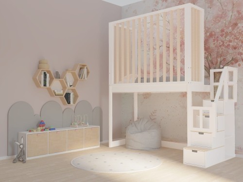 łóżko na antresoli - lamele