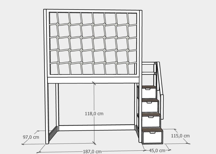 łóżko na antresoli - 90x180