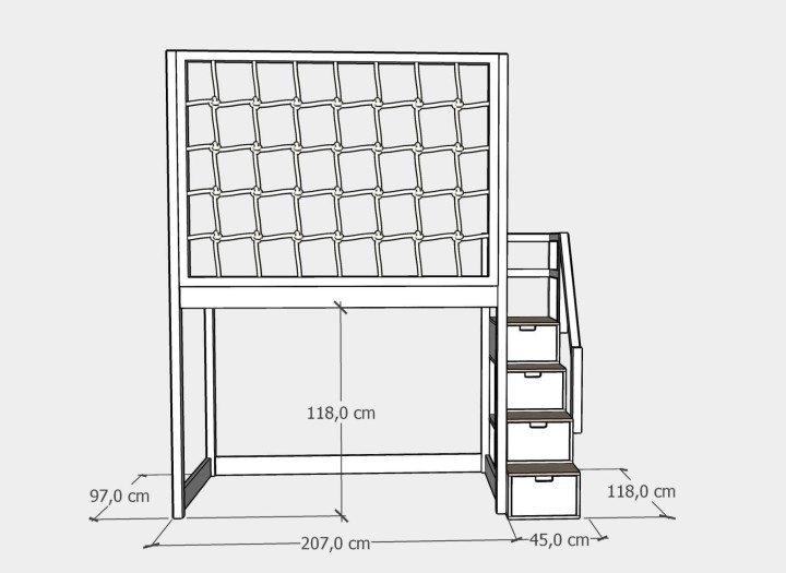 łóżko na antresoli - 90x200