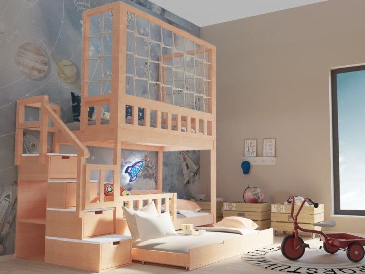 łóżko piętrowe - sznurek