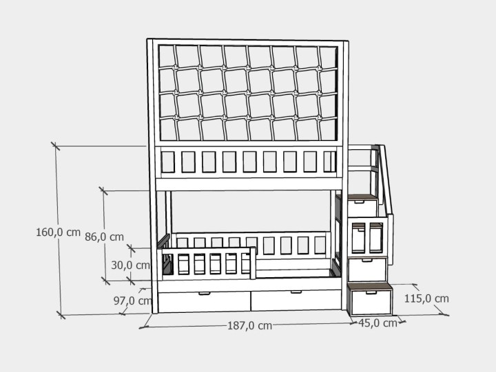 łóżko piętrowe 90x180