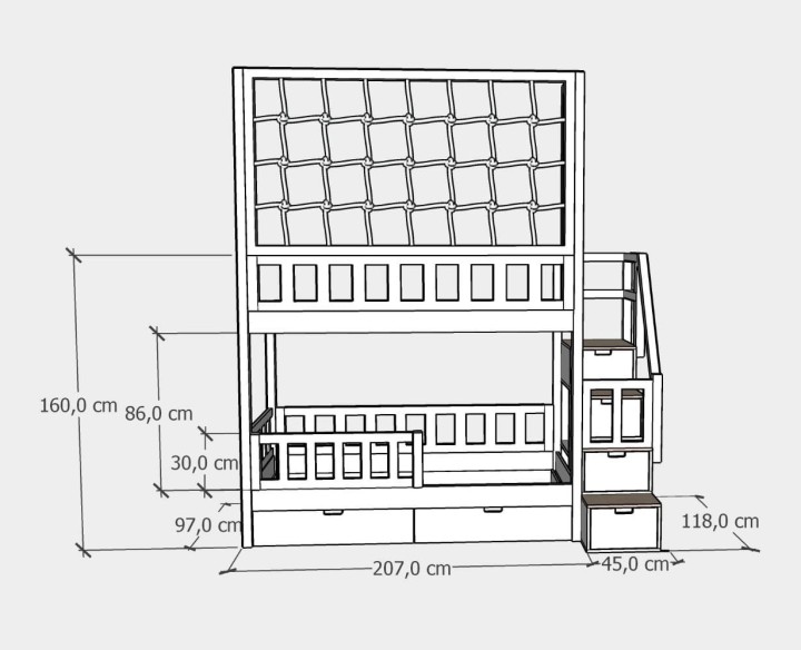 łóżka piętrowe lamele 90x200