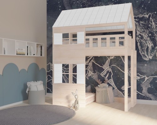 łóżko domek antresola - drabinka