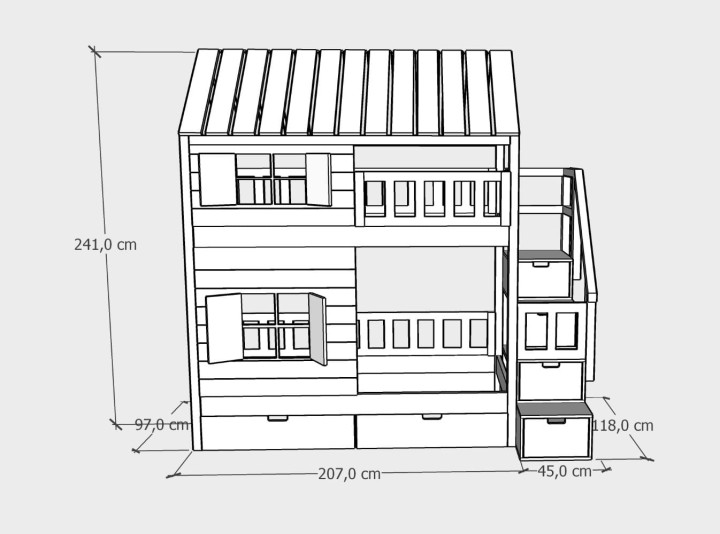 łóżko piętrowe ze schodami 90x200