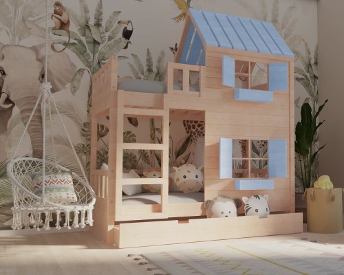 łóżka piętrowe domek