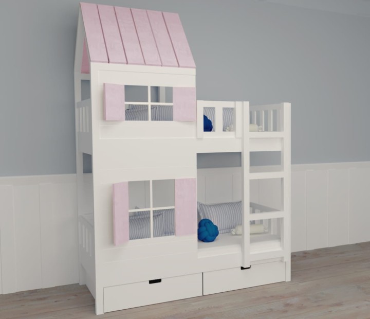łóżka piętrowe domek