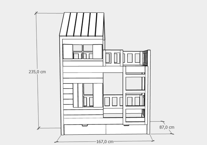 łóżka piętrowe domek 80x160