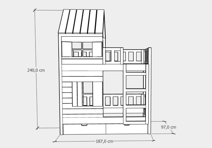 łóżka piętrowe domek 90x180