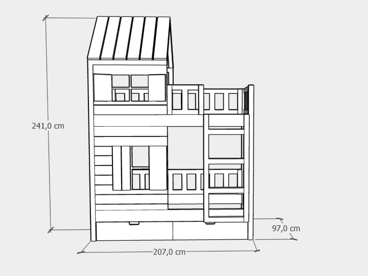 łóżka piętrowe domek 90x200