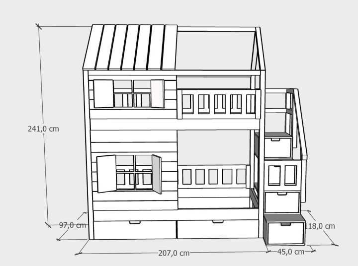 piętrowe łóżko domek 90x200
