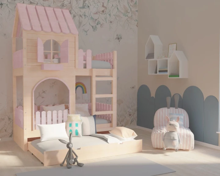 piętrowe łóżko dla dziewczynki