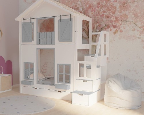 piętrowe łóżko - domek