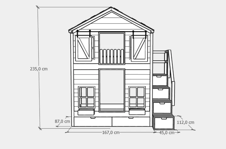 piętrowe łóżko - domek 80x160