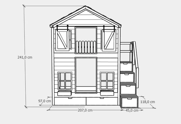 piętrowe łóżko - domek 90x200