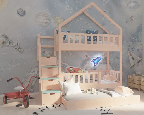 łóżko piętrowe domek