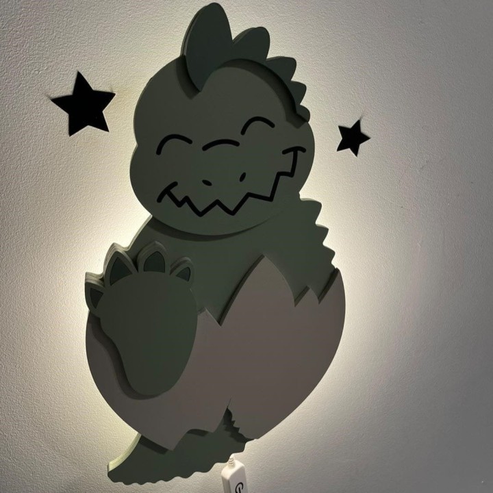 lampka z drewna dinozaur