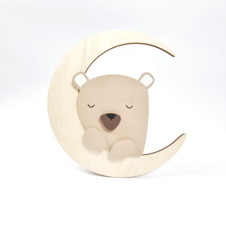 lampka z drewna miś