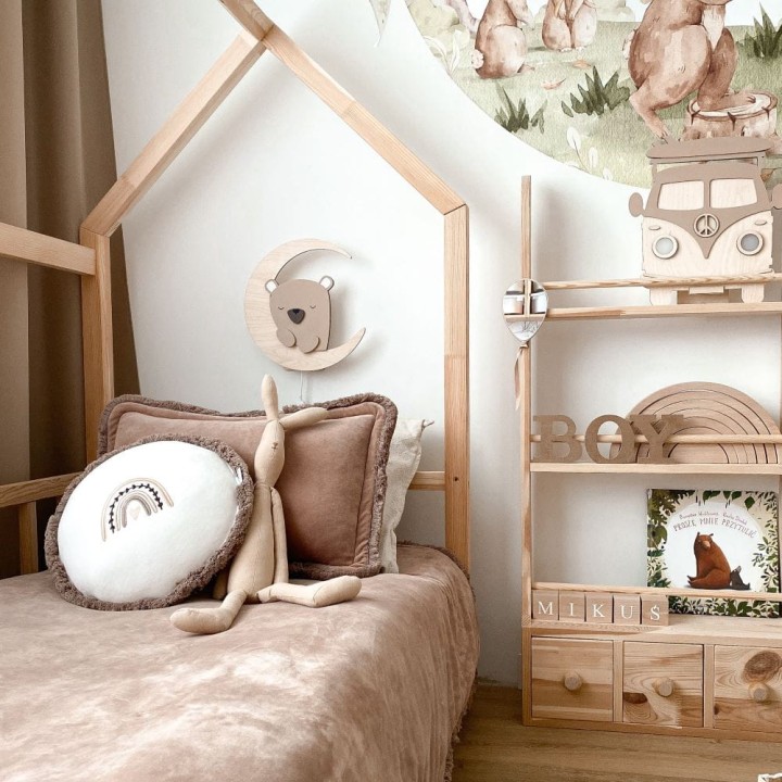 lampka z drewna miś