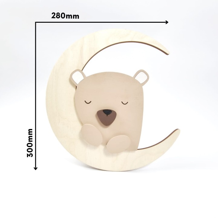 lampka z drewna miś