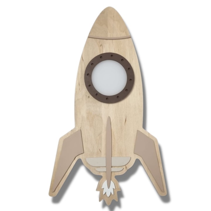 lampka z drewna rakieta