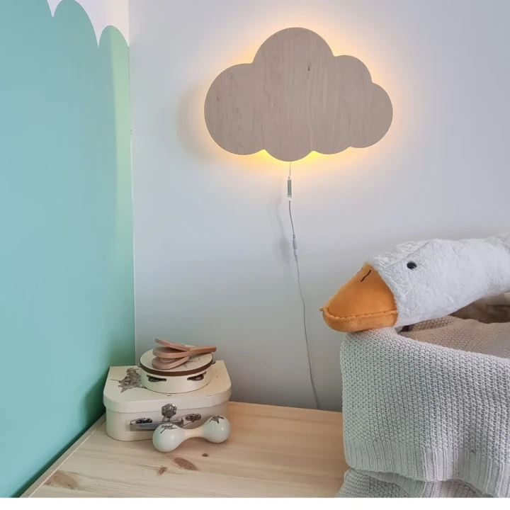 lampka nocna drewniana - chmurka