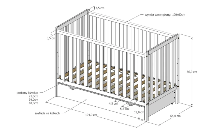 łóżeczko ze szczebelkami