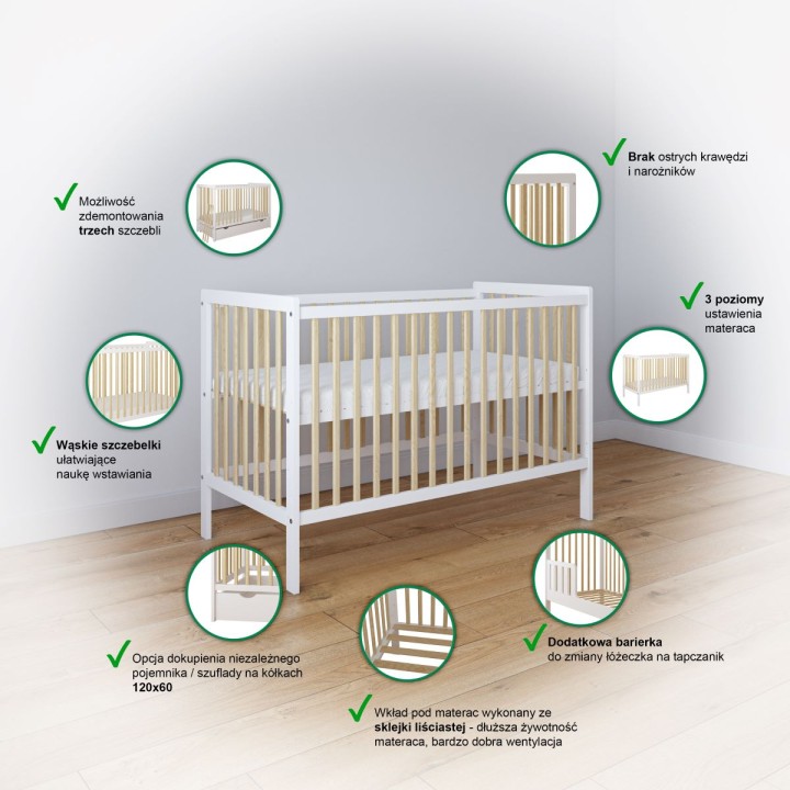 łóżeczko niemowlęce 120x60