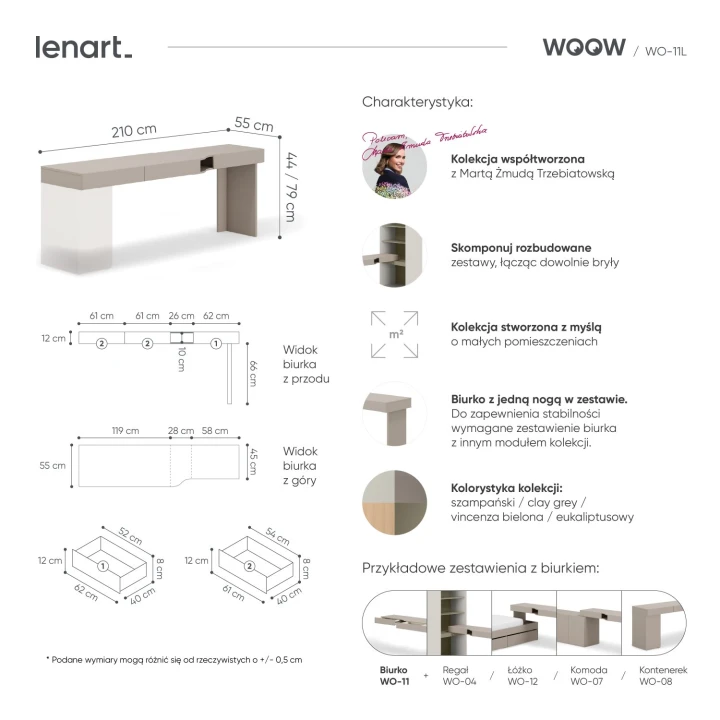 biurko młodzieżowe prawe woow