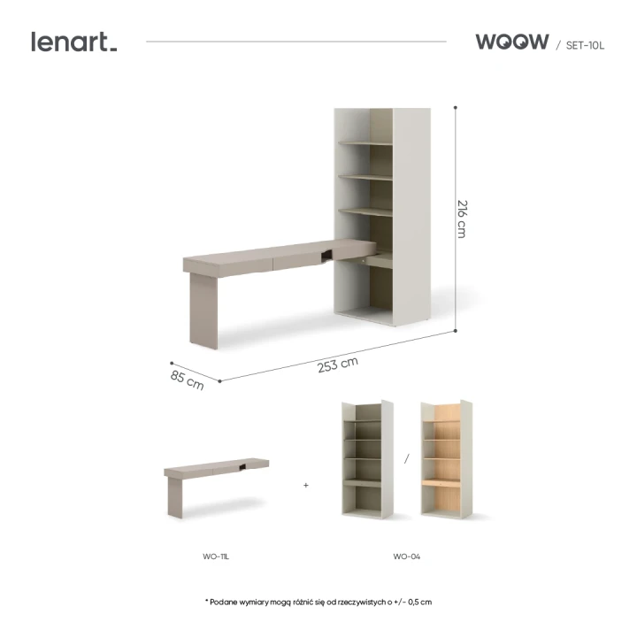 biurko z regałem woow