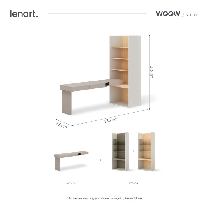 biurko z regałem woow