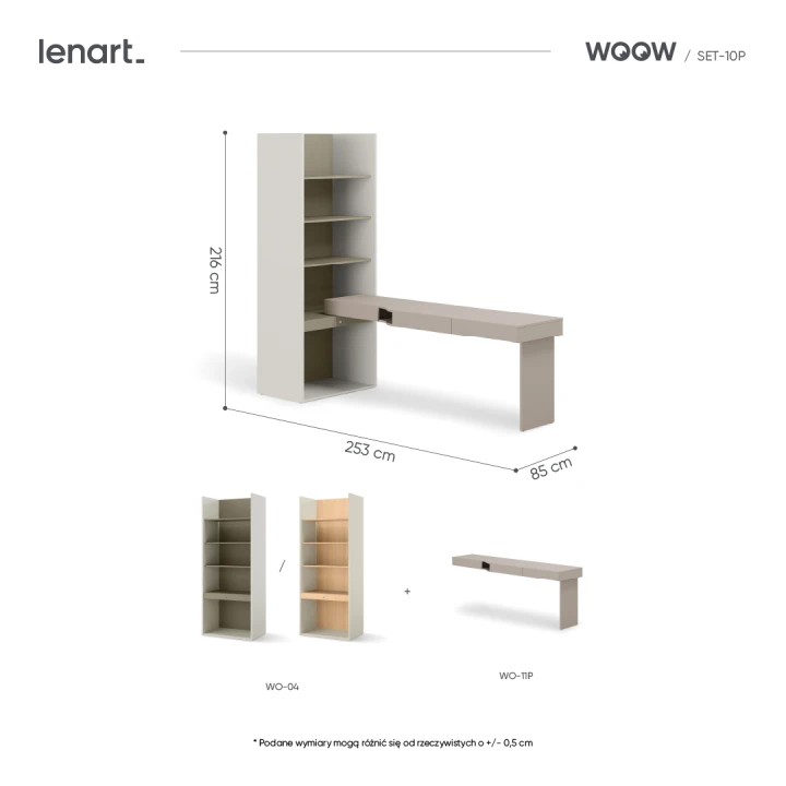 biurko z regałem woow