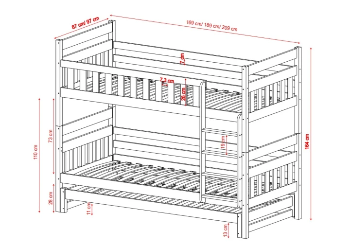 łóżko piętrowe z dodatkowym spaniem lumo