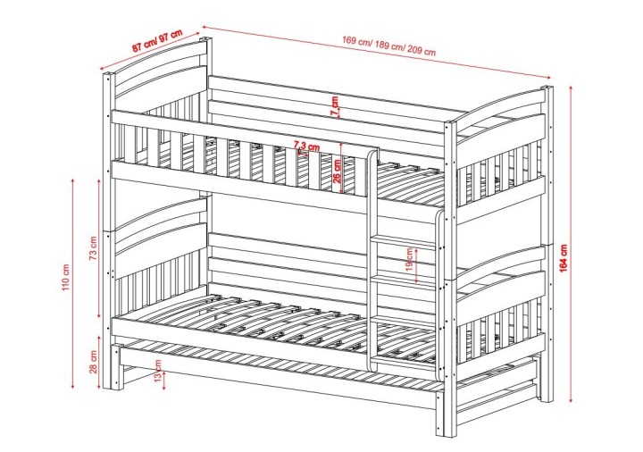 łóżko piętrowe z dodatkowym spaniem - Milo