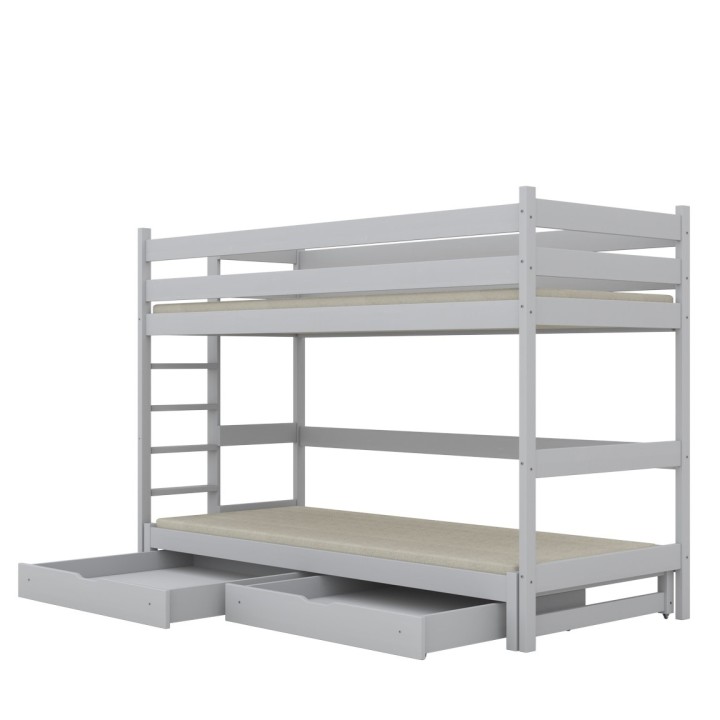 łóżko na antresoli z wysuwanym spaniem i szufladami