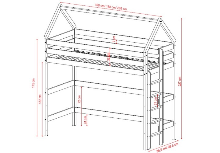 łóżko domek na antresoli