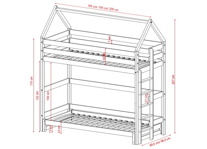 łóżko domek na antresoli z wysuwanym spaniem wymiary