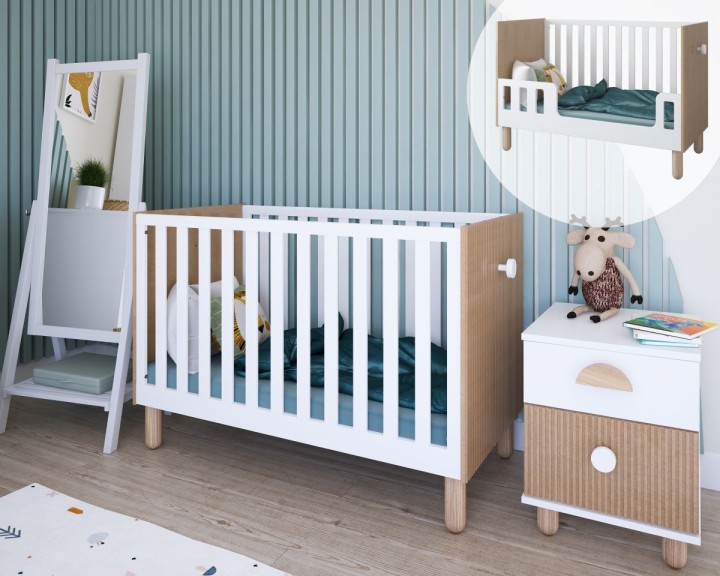 łóżeczko 120x60 białe Cocolo w pokoju dziecka