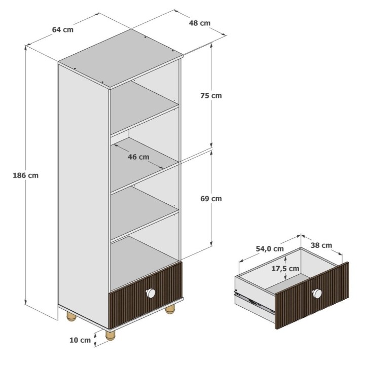 regał dziecięcy Cocolo kaszmir – wymiary