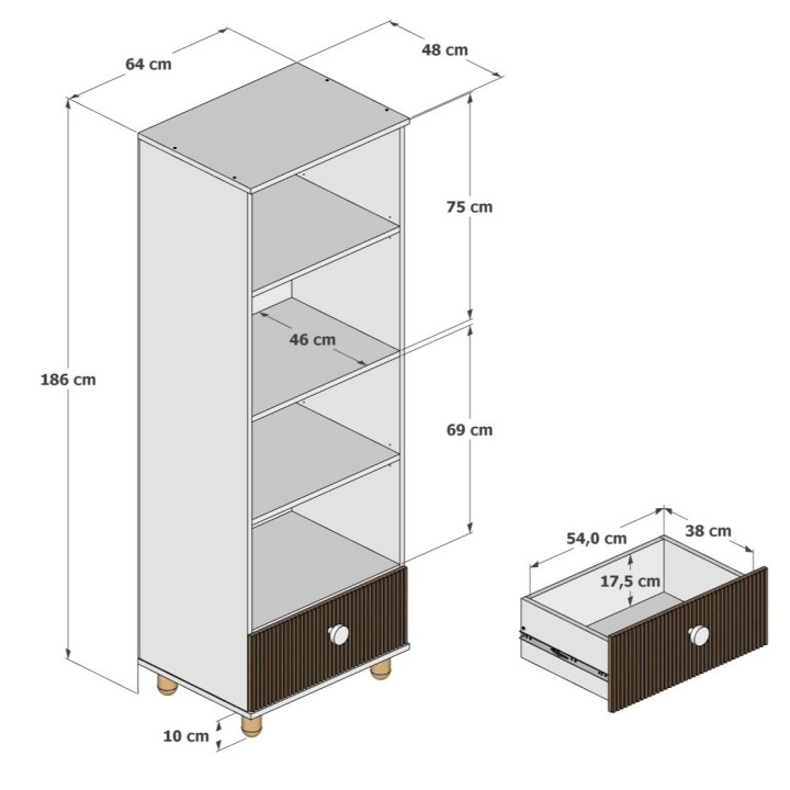 biały regał dziecięcy Cocolo – wymiary