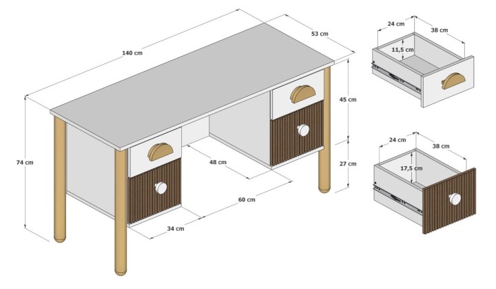 biurko Cocolo kaszmir dla dziecka – wymiary