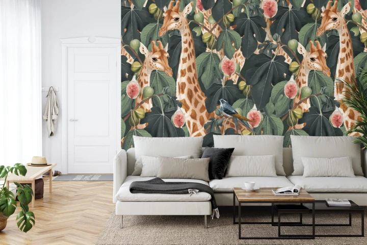 Fototapeta Żyrafy Pośród Liści