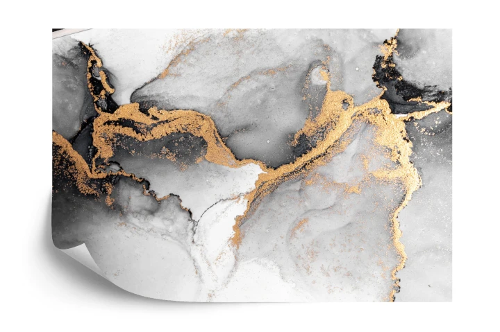 Fototapeta Black Gold Abstract Background Of Marble Liquid Ink Art Painting On Paper